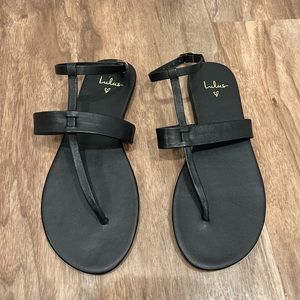 Lulus Black Flat Sandals